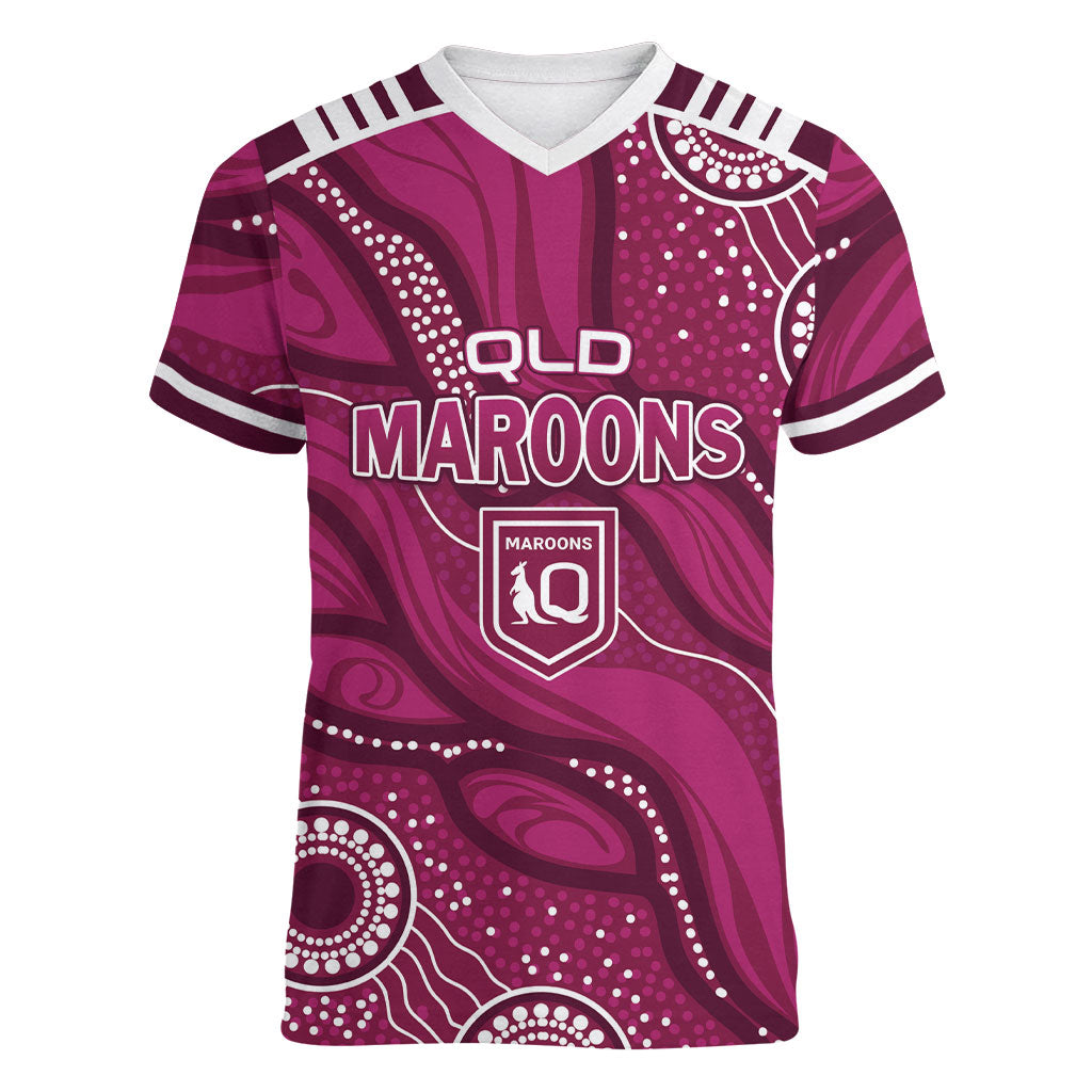 QLD Maroons Rugby Personalised Women V-Neck T-Shirt Cane Toads 2026 Come On