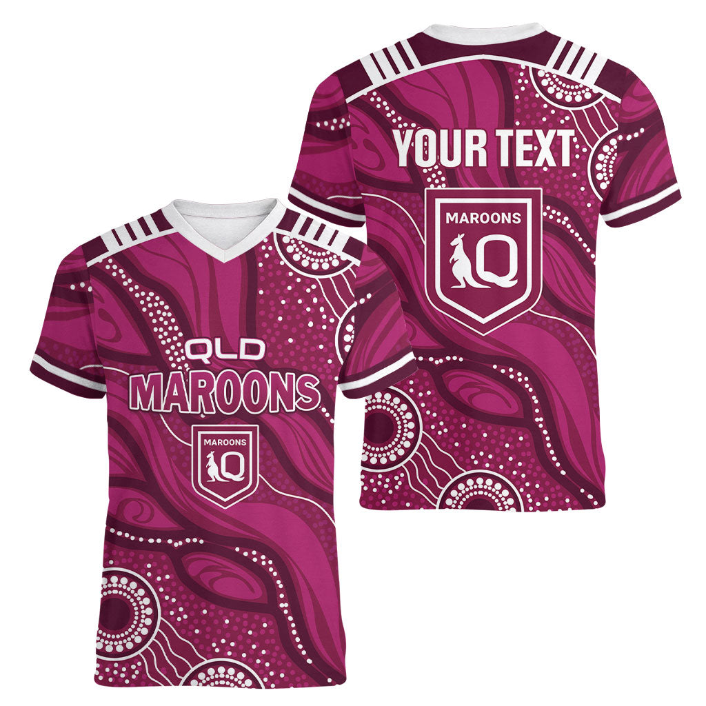 QLD Maroons Rugby Personalised Women V-Neck T-Shirt Cane Toads 2026 Come On