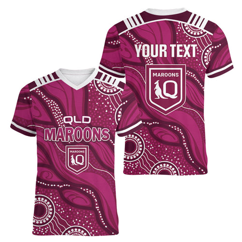 QLD Maroons Rugby Personalised Women V-Neck T-Shirt Cane Toads 2026 Come On
