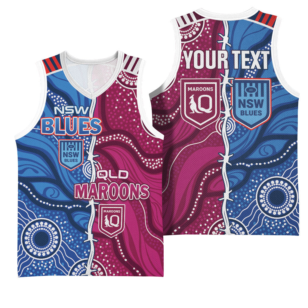NSW Blues and QLD Maroons Rugby Personalised Basketball Jersey 2026 Come On Together