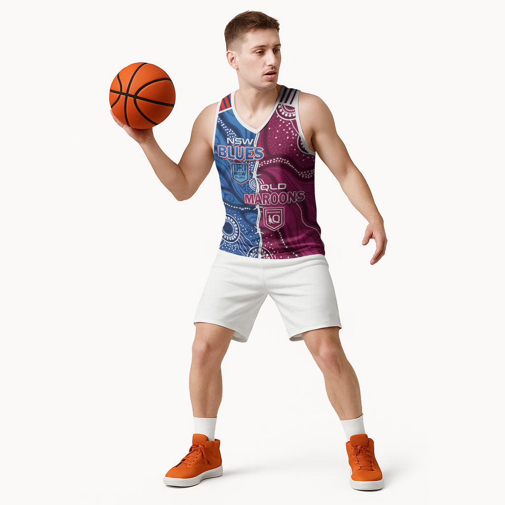 NSW Blues and QLD Maroons Rugby Personalised Basketball Jersey 2026 Come On Together