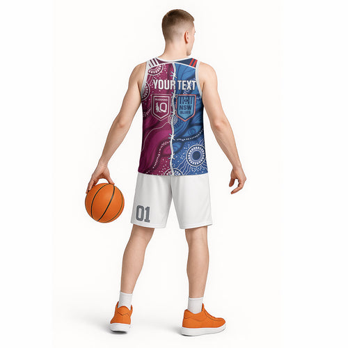 NSW Blues and QLD Maroons Rugby Personalised Basketball Jersey 2026 Come On Together
