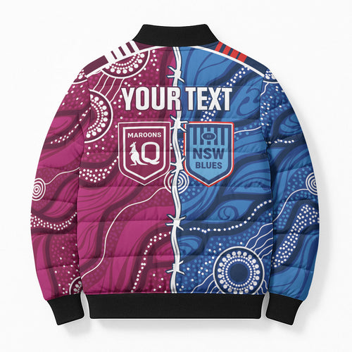 NSW Blues and QLD Maroons Rugby Personalised Bomber Puffer Jacket 2026 Come On Together