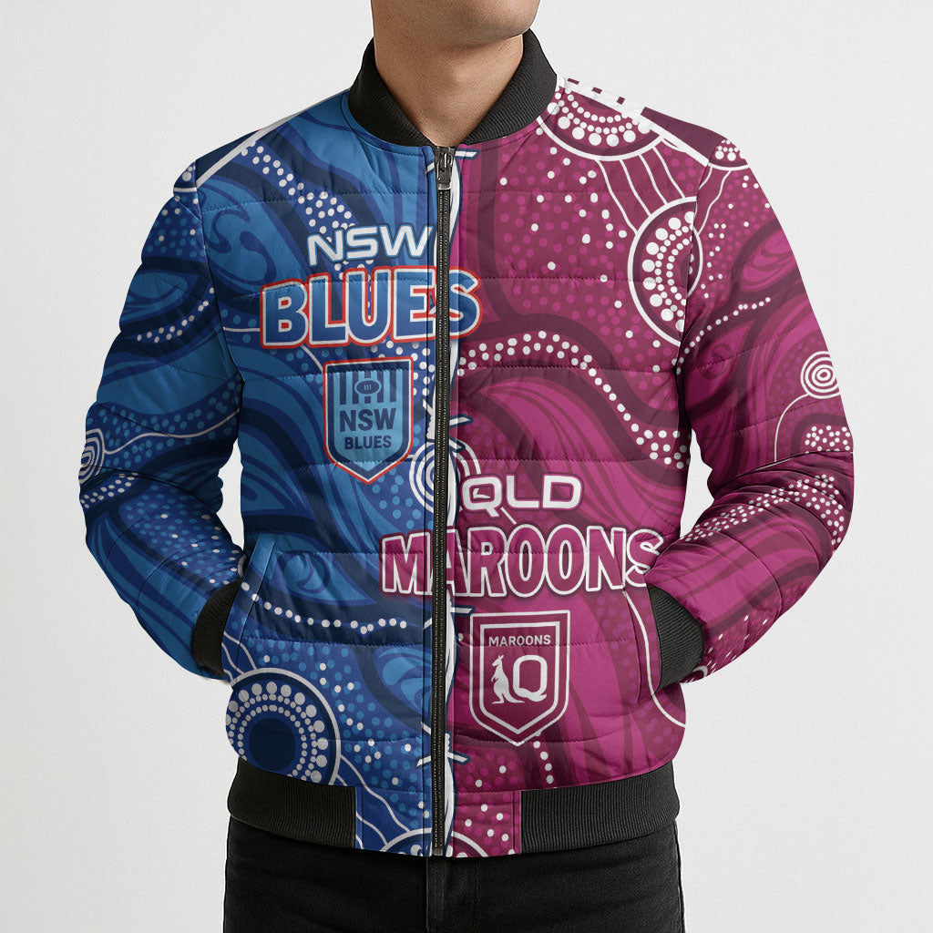 NSW Blues and QLD Maroons Rugby Personalised Bomber Puffer Jacket 2026 Come On Together