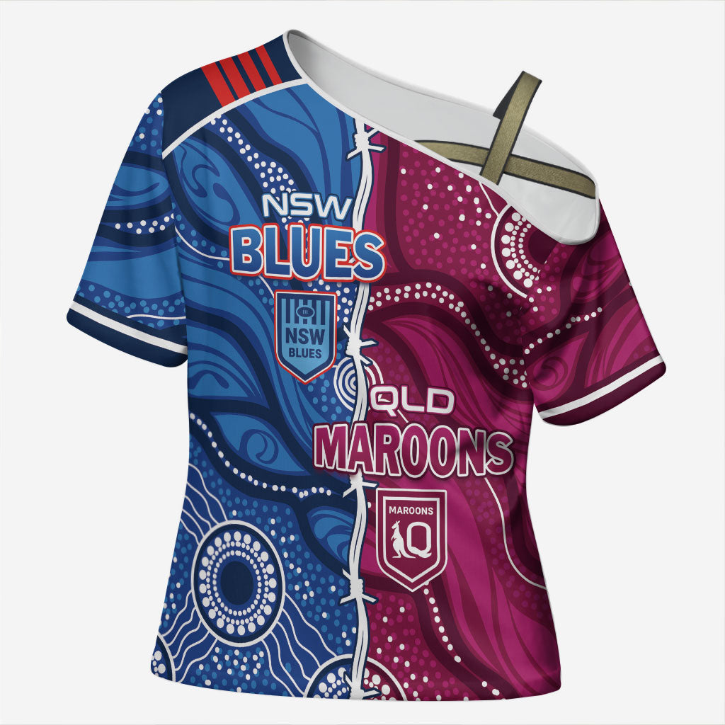 NSW Blues and QLD Maroons Rugby Personalised Cross Shoulder Shirt 2026 Come On Together