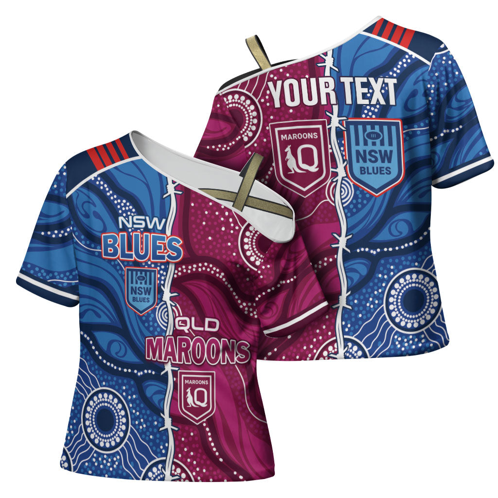 NSW Blues and QLD Maroons Rugby Personalised Cross Shoulder Shirt 2026 Come On Together