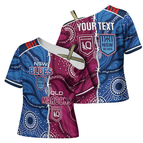 NSW Blues and QLD Maroons Rugby Personalised Cross Shoulder Shirt 2026 Come On Together