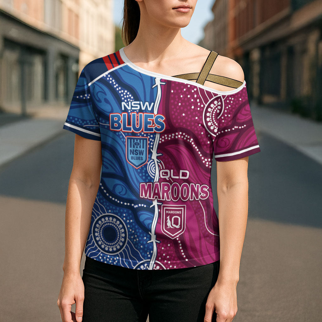 NSW Blues and QLD Maroons Rugby Personalised Cross Shoulder Shirt 2026 Come On Together