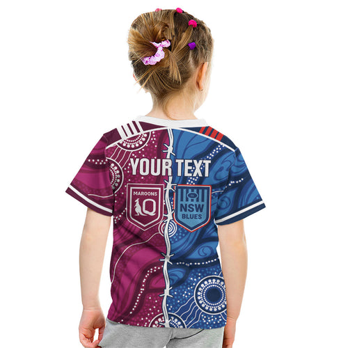 NSW Blues and QLD Maroons Rugby Personalised Kid T Shirt 2026 Come On Together