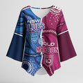NSW Blues and QLD Maroons Rugby Personalised Kimono Sleeve Blouse 2026 Come On Together