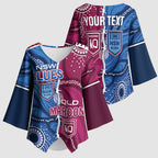 NSW Blues and QLD Maroons Rugby Personalised Kimono Sleeve Blouse 2026 Come On Together