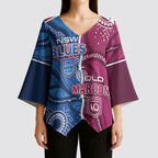 NSW Blues and QLD Maroons Rugby Personalised Kimono Sleeve Blouse 2026 Come On Together