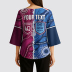 NSW Blues and QLD Maroons Rugby Personalised Kimono Sleeve Blouse 2026 Come On Together