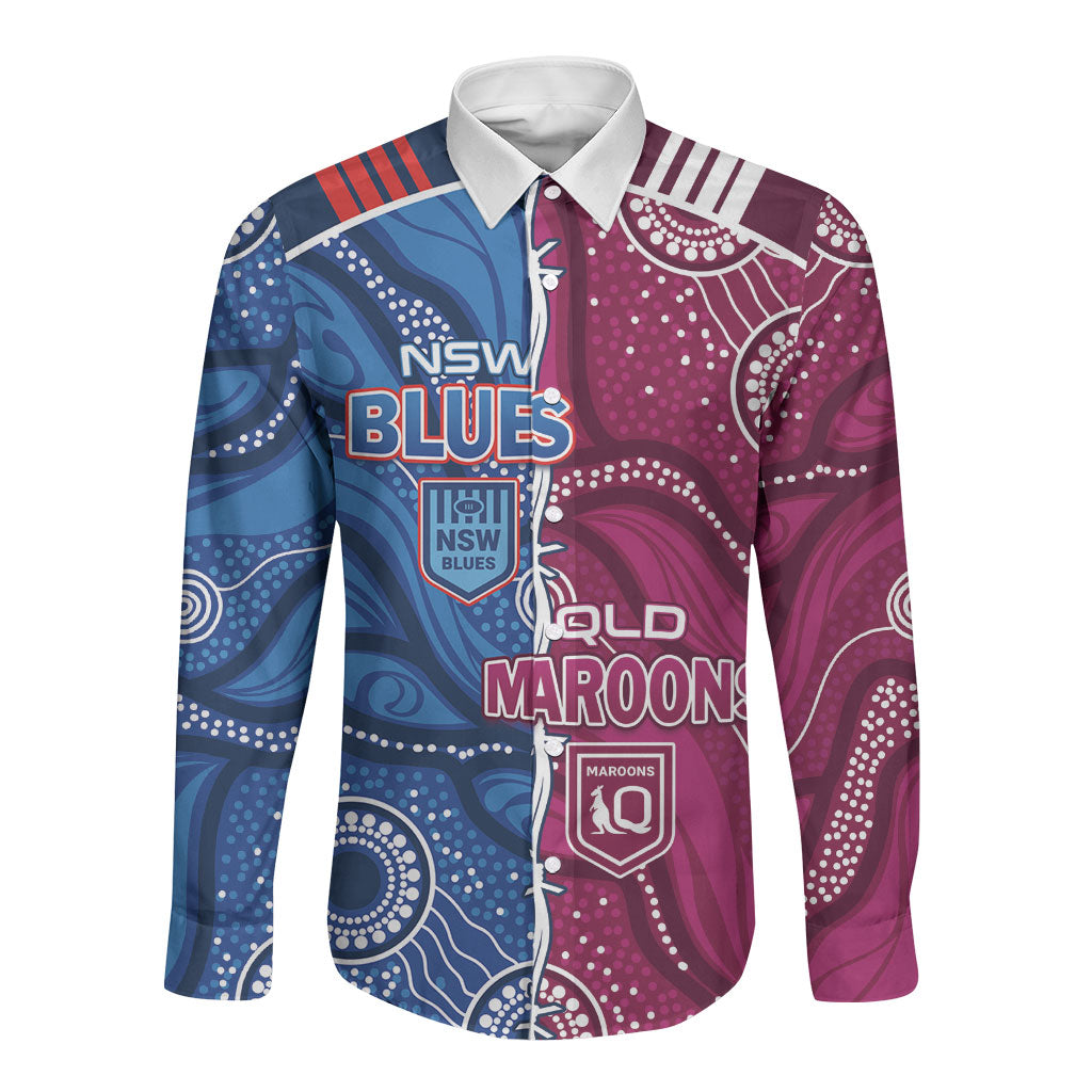 NSW Blues and QLD Maroons Rugby Personalised Long Sleeve Button Shirt 2026 Come On Together