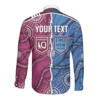 NSW Blues and QLD Maroons Rugby Personalised Long Sleeve Button Shirt 2026 Come On Together