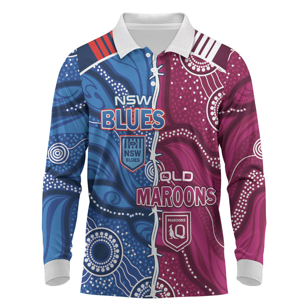 NSW Blues and QLD Maroons Rugby Personalised Long Sleeve Polo Shirt 2026 Come On Together