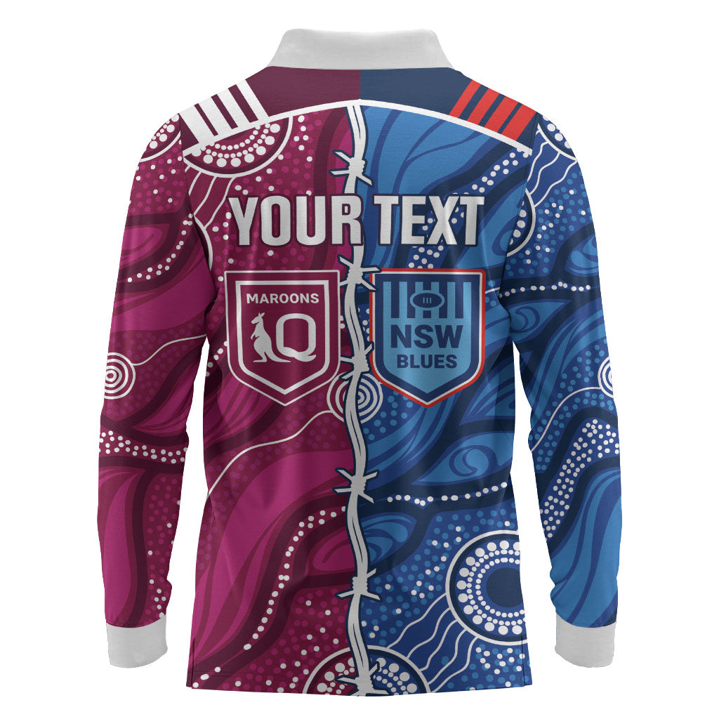 NSW Blues and QLD Maroons Rugby Personalised Long Sleeve Polo Shirt 2026 Come On Together