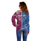 NSW Blues and QLD Maroons Rugby Personalised Off Shoulder Sweater 2026 Come On Together