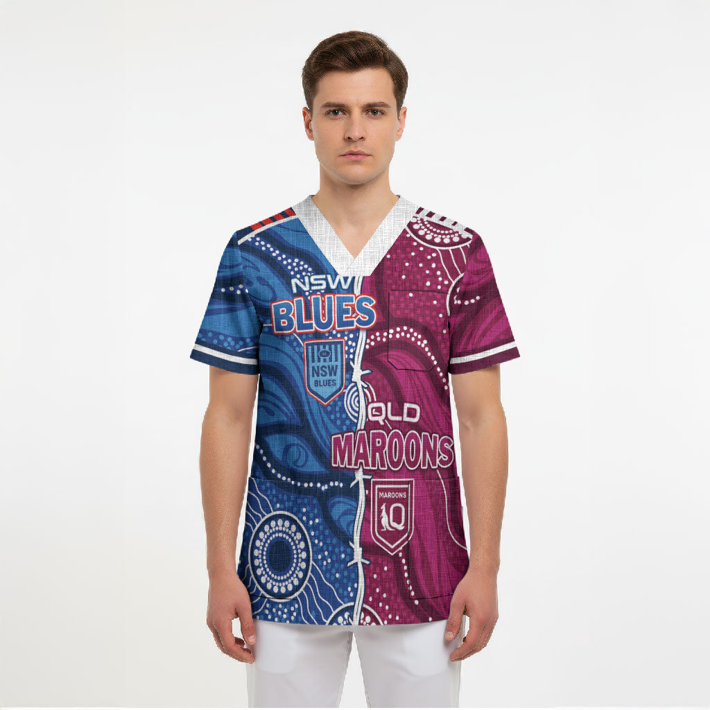 NSW Blues and QLD Maroons Rugby Personalised Scrub Top 2026 Come On Together