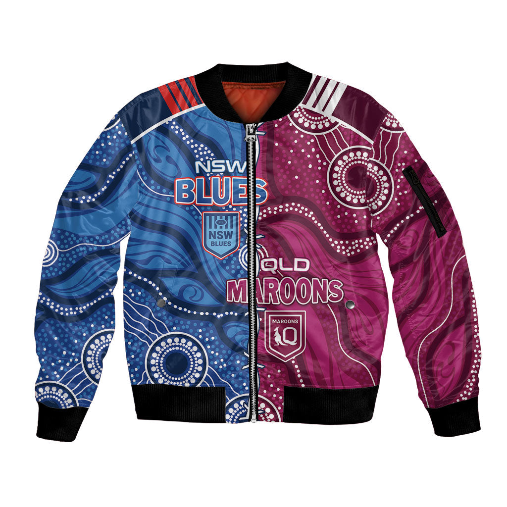 NSW Blues and QLD Maroons Rugby Personalised Sleeve Zip Bomber Jacket 2026 Come On Together