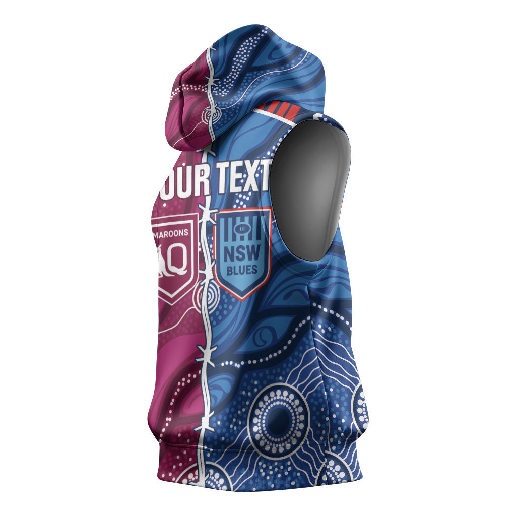 NSW Blues and QLD Maroons Rugby Personalised Sleeveless Hoodie 2026 Come On Together