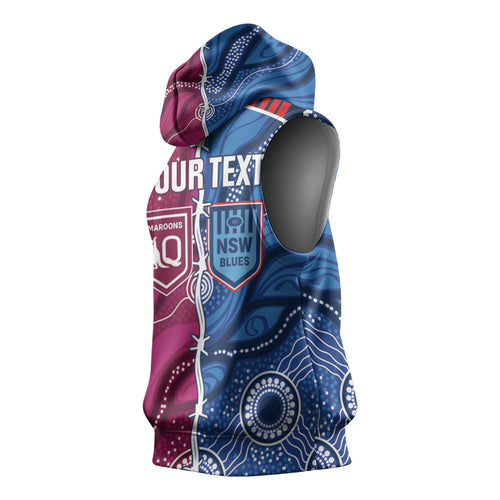 NSW Blues and QLD Maroons Rugby Personalised Sleeveless Hoodie 2026 Come On Together