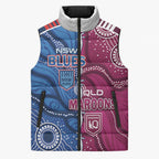 NSW Blues and QLD Maroons Rugby Personalised Sleeveless Puffer Jacket 2026 Come On Together