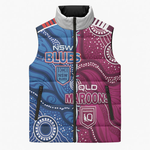 NSW Blues and QLD Maroons Rugby Personalised Sleeveless Puffer Jacket 2026 Come On Together