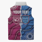 NSW Blues and QLD Maroons Rugby Personalised Sleeveless Puffer Jacket 2026 Come On Together