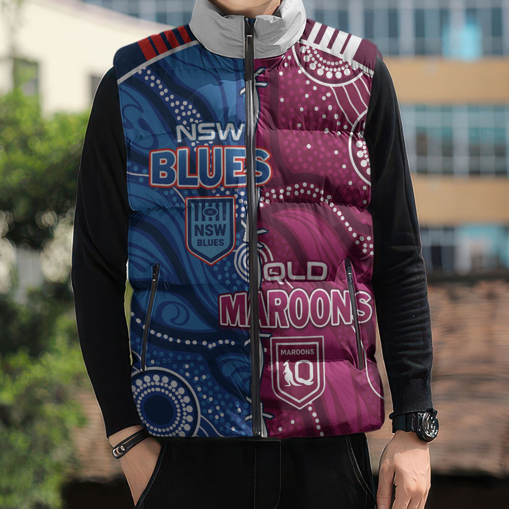 NSW Blues and QLD Maroons Rugby Personalised Sleeveless Puffer Jacket 2026 Come On Together