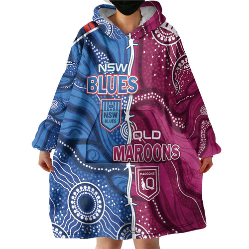 NSW Blues and QLD Maroons Rugby Personalised Wearable Blanket Hoodie 2026 Come On Together