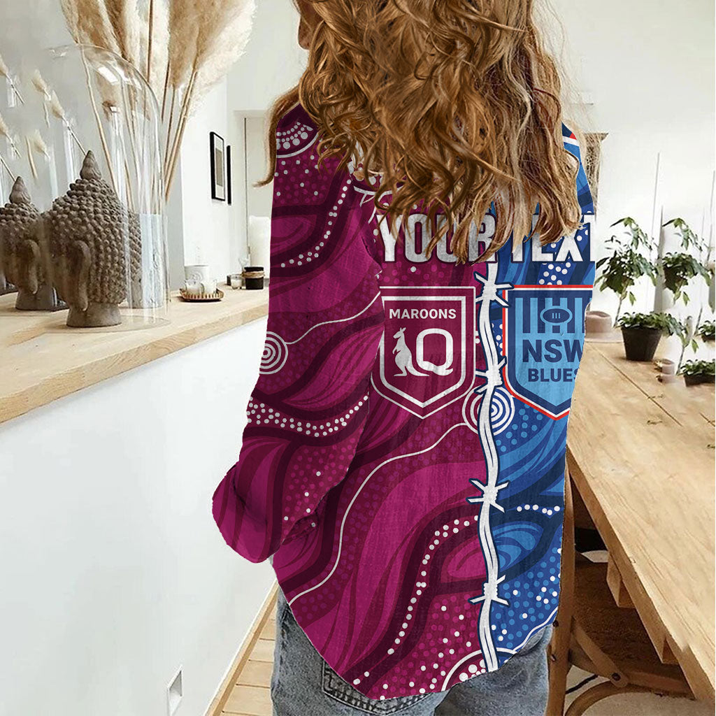 NSW Blues and QLD Maroons Rugby Personalised Women Casual Shirt 2026 Come On Together