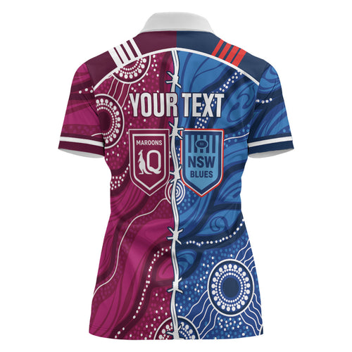NSW Blues and QLD Maroons Rugby Personalised Women Polo Shirt 2026 Come On Together