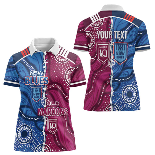 NSW Blues and QLD Maroons Rugby Personalised Women Polo Shirt 2026 Come On Together