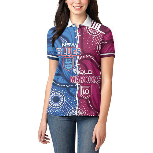 NSW Blues and QLD Maroons Rugby Personalised Women Polo Shirt 2026 Come On Together