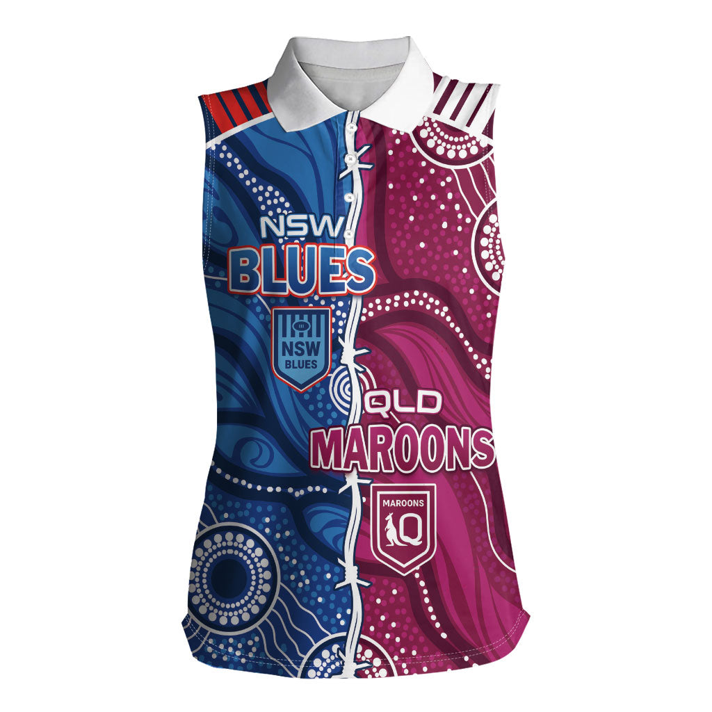NSW Blues and QLD Maroons Rugby Personalised Women Sleeveless Polo Shirt 2026 Come On Together