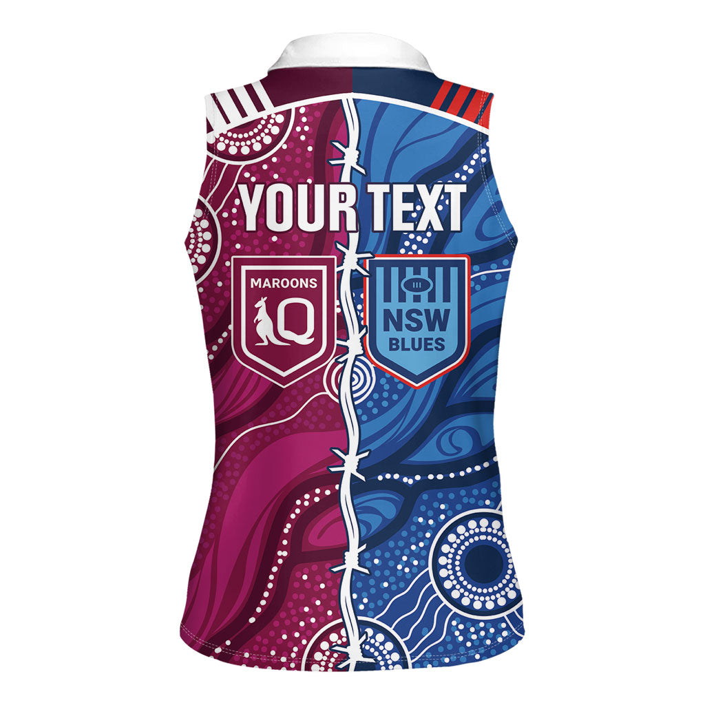 NSW Blues and QLD Maroons Rugby Personalised Women Sleeveless Polo Shirt 2026 Come On Together