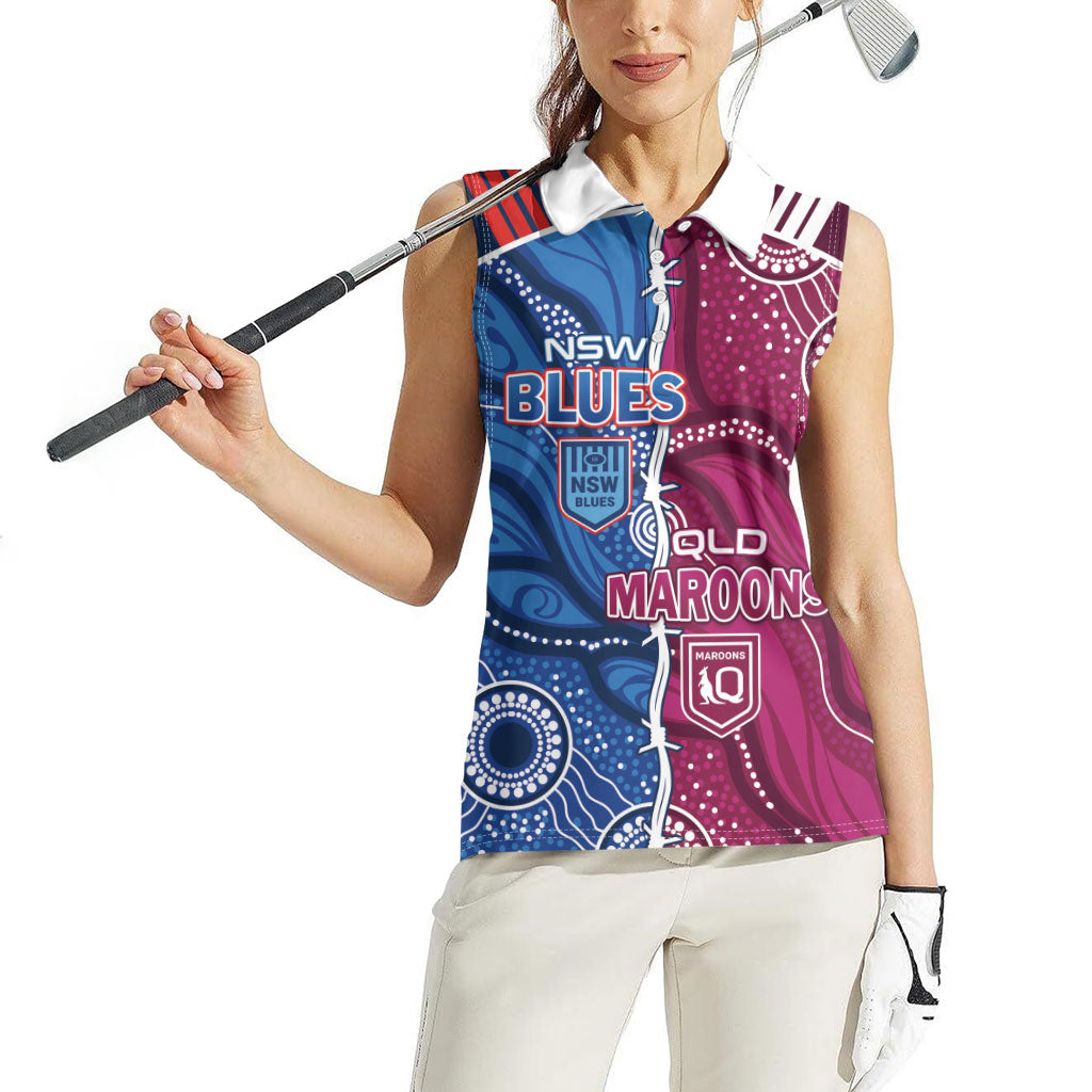 NSW Blues and QLD Maroons Rugby Personalised Women Sleeveless Polo Shirt 2026 Come On Together