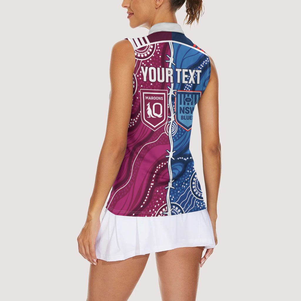 NSW Blues and QLD Maroons Rugby Personalised Women Sleeveless Polo Shirt 2026 Come On Together