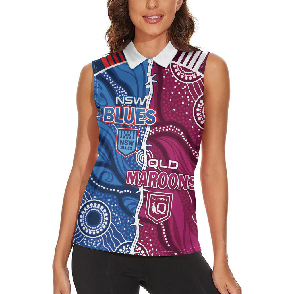 NSW Blues and QLD Maroons Rugby Personalised Women Sleeveless Polo Shirt 2026 Come On Together
