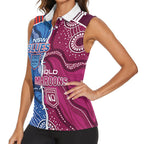 NSW Blues and QLD Maroons Rugby Personalised Women Sleeveless Polo Shirt 2026 Come On Together