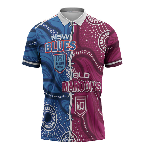 NSW Blues and QLD Maroons Rugby Personalised Zipper Polo Shirt 2026 Come On Together