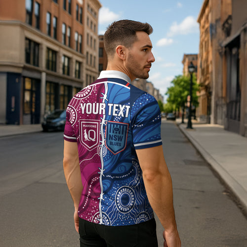 NSW Blues and QLD Maroons Rugby Personalised Zipper Polo Shirt 2026 Come On Together