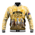 Personalised Melbourne 2026 Cup Baseball Jacket Yellow Rose Horse Racing