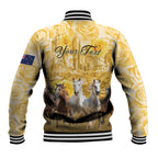 Personalised Melbourne 2026 Cup Baseball Jacket Yellow Rose Horse Racing