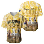 Personalised Melbourne 2026 Cup Baseball Jersey Yellow Rose Horse Racing