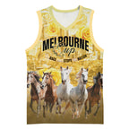 Personalised Melbourne 2026 Cup Basketball Jersey Yellow Rose Horse Racing