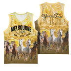 Personalised Melbourne 2026 Cup Basketball Jersey Yellow Rose Horse Racing