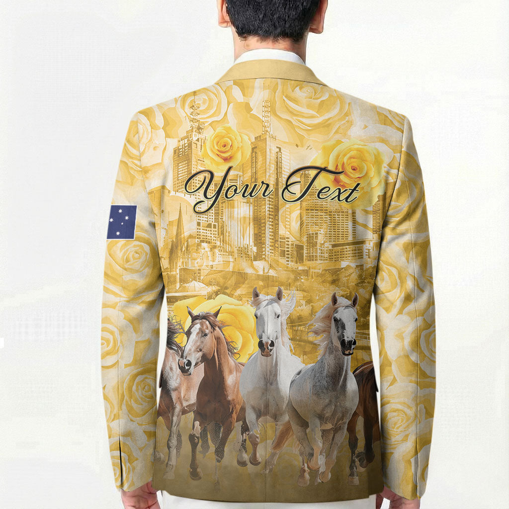 Personalised Melbourne 2026 Cup Blazer Yellow Rose Horse Racing