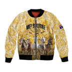 Personalised Melbourne 2026 Cup Bomber Jacket Yellow Rose Horse Racing